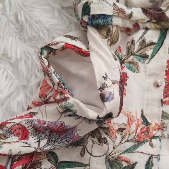 Zara Floral Button Down Off The Shoulder Dress - Picture 5 of 8